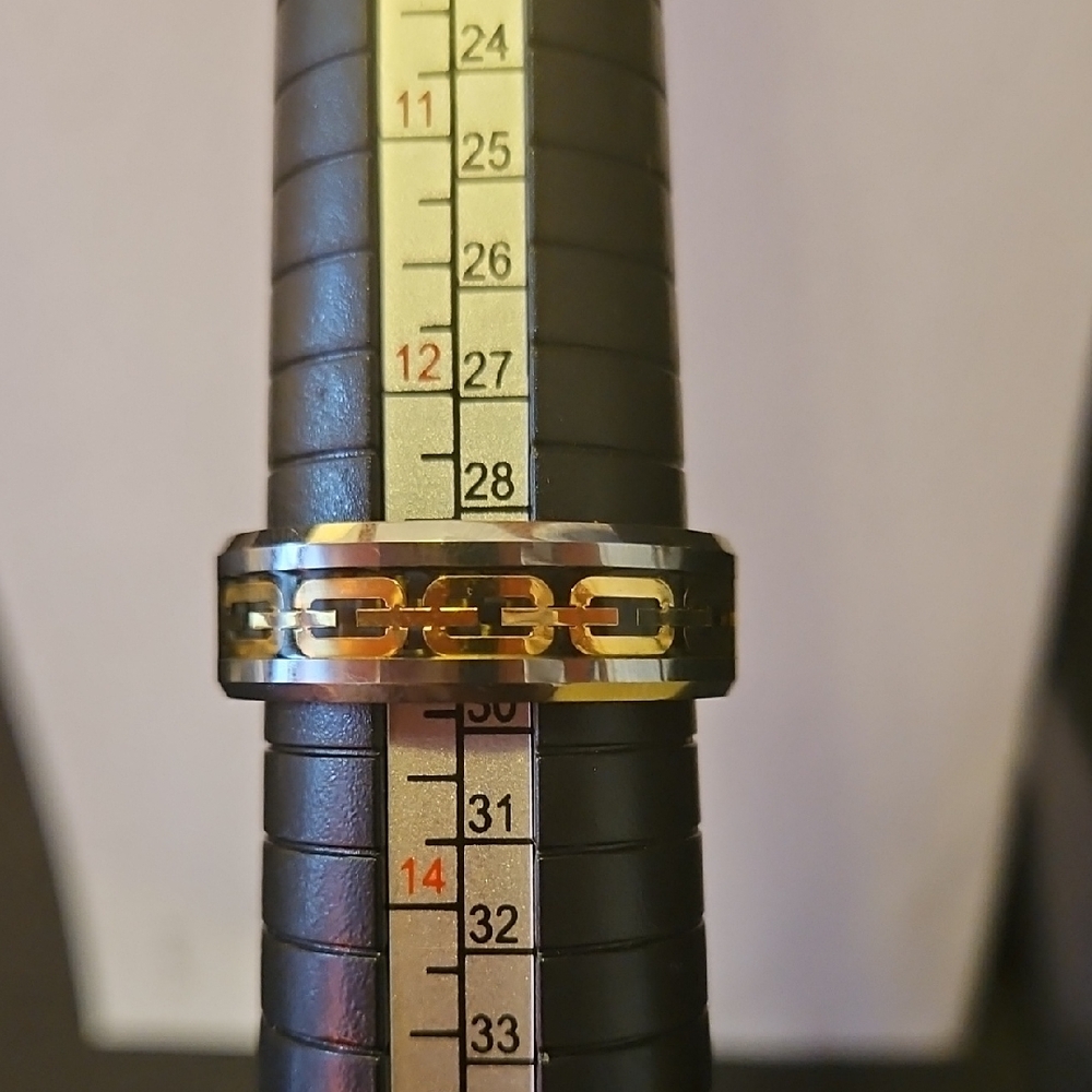 Men's Black and Gold Chain Ring